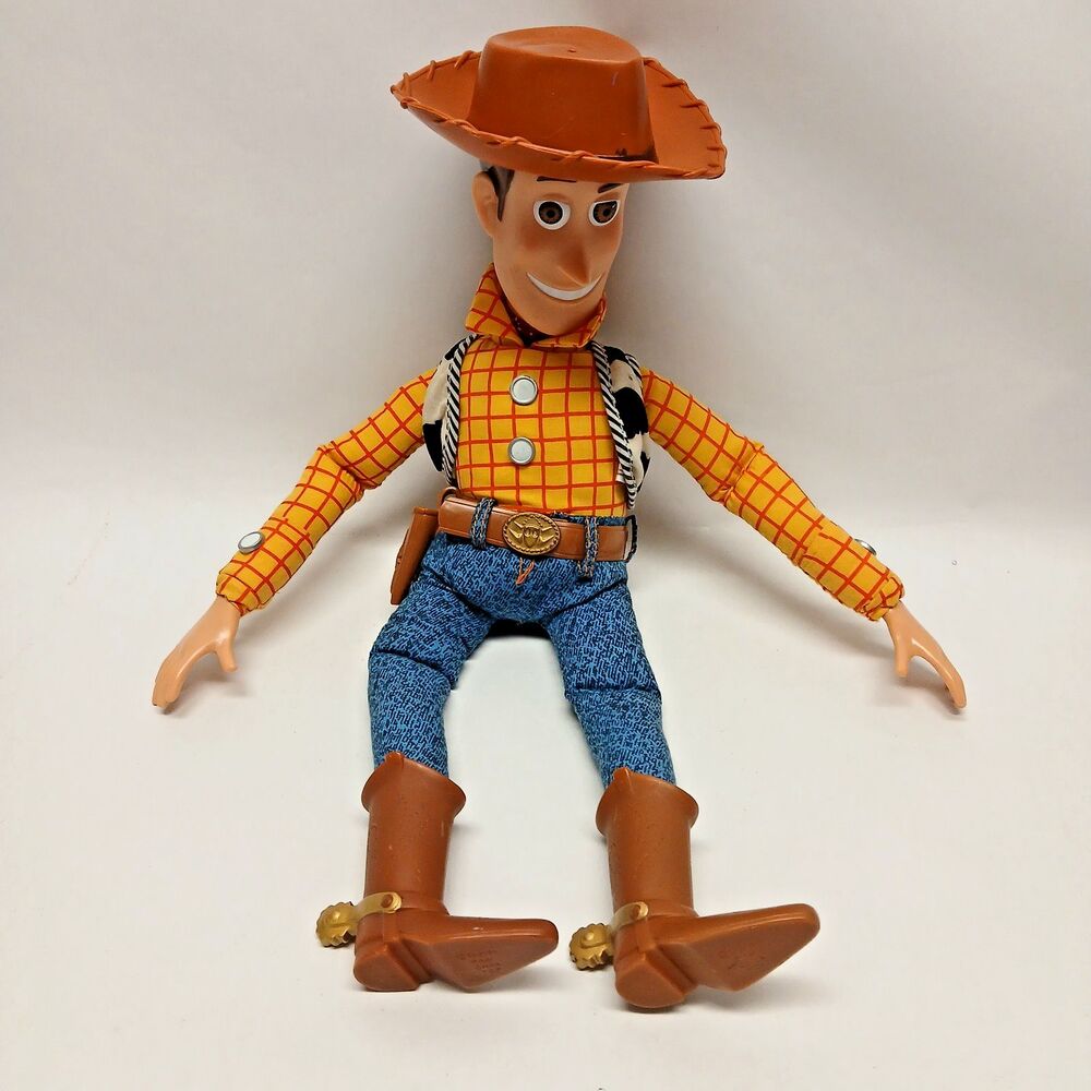 Disney Pixar Vintage 2001 Toy Story Woody Cowboy Doll Pull String w/Hat TALKS